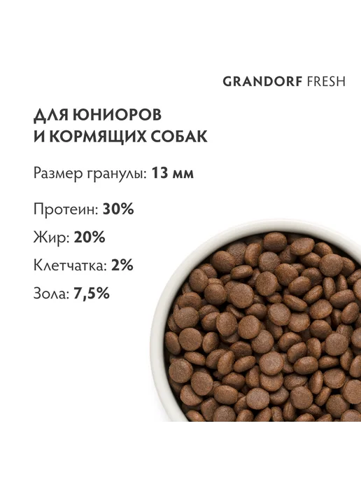Сухой корм Grandorf fresh для собак, крупные, средние, щенки, ягненок, 1 кг, фото 2