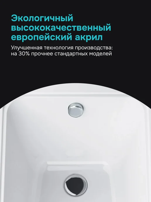 AM.PM Ванна акриловая с каркасом и слив-переливом Hit 170x70, 170x70, фото 3