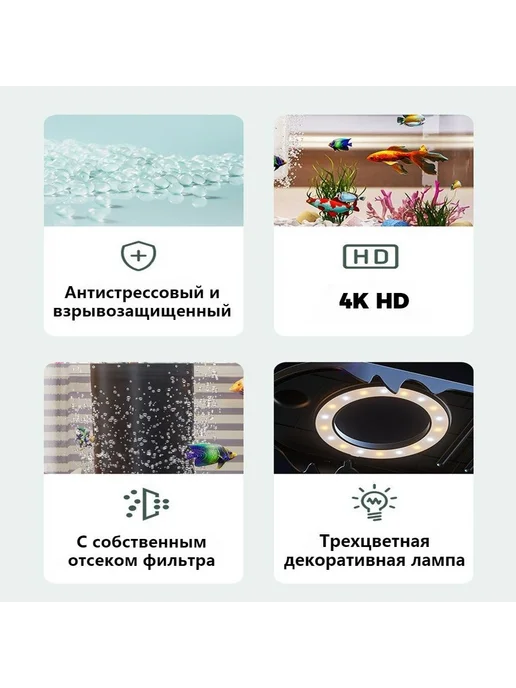 Аквариум 3 5 л с фильтром и разноцветной подсветкой, 5 л, фото 2