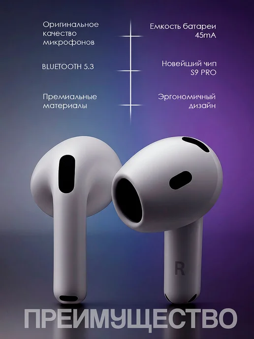 Наушники беспроводные Airpods 4 Premium c шумоподавлением, белый, фото 3