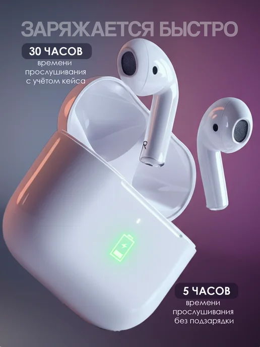 Наушники беспроводные Airpods 4 Premium c шумоподавлением, белый, фото 4