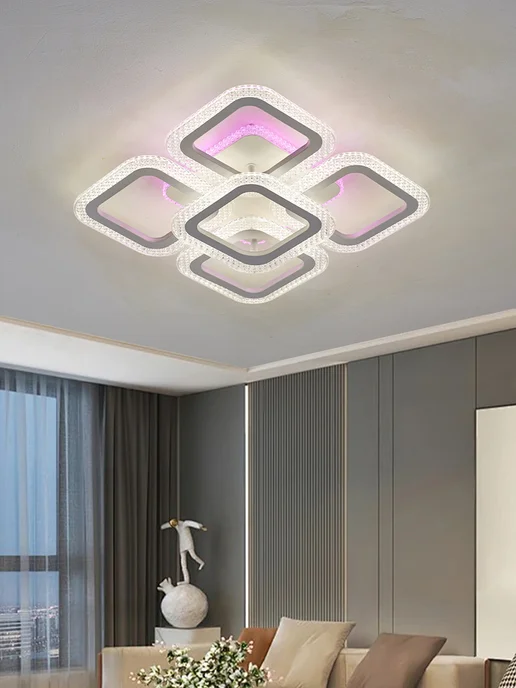 ArtLum Люстра светодиодная RGB для зала, спальни, белый, фото 4