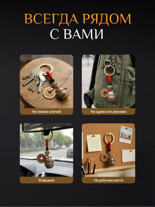 Fenguan Денежный талисман Манеки Неко брелок для ключей, вариант, фото 4