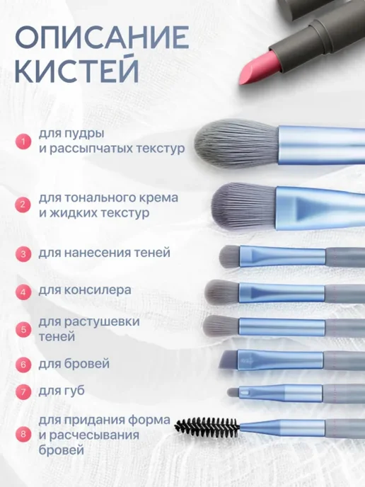 Набор кистей для макияжа, вариант, фото 4