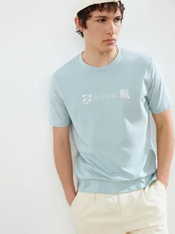 Мужская футболка с принтом, круглый вырез