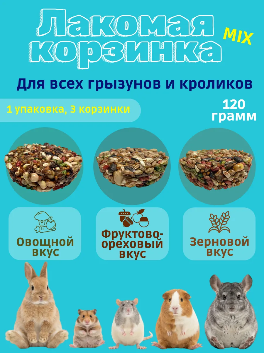 Лакомство для грызунов — корзинка MIX 120 г