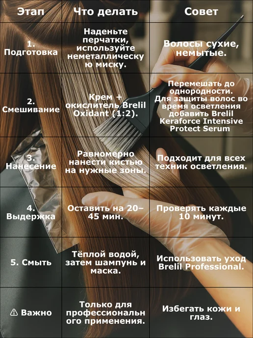 Brelil Крем для осветления волос, Bleaching Cream, 250 г, 250 г, фото 5