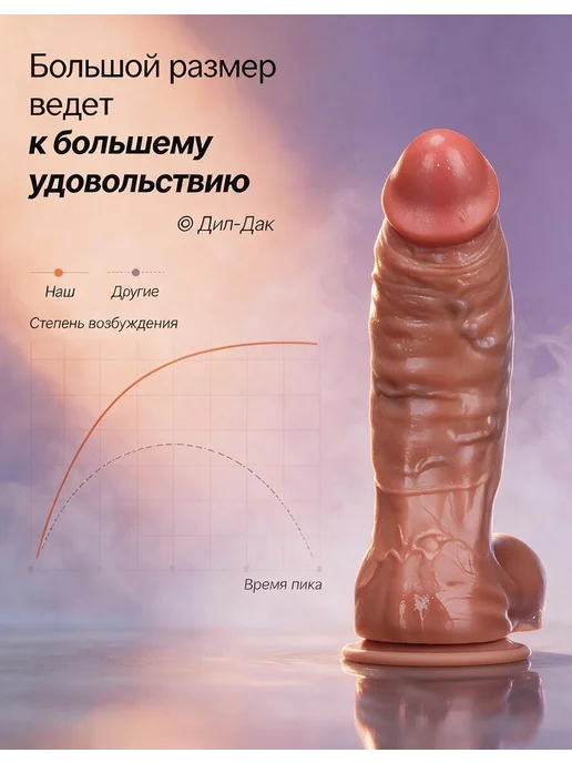Sweet life good night Фаллоимитатор большой реалистичный, дилдо, фаллос 24 см 18+, бежевый, фото 7