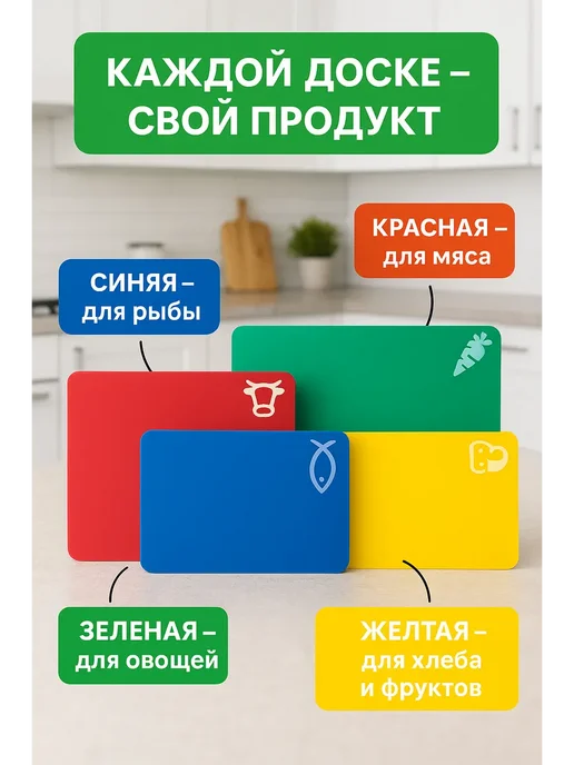 геша Разделочные доски для мяса и овощей 4 шт, 4 шт, фото 3