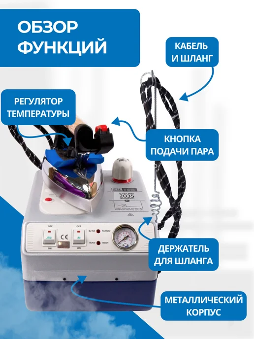 SILTER Парогенератор с утюгом 2035-3,5 литра, синий, фото 7