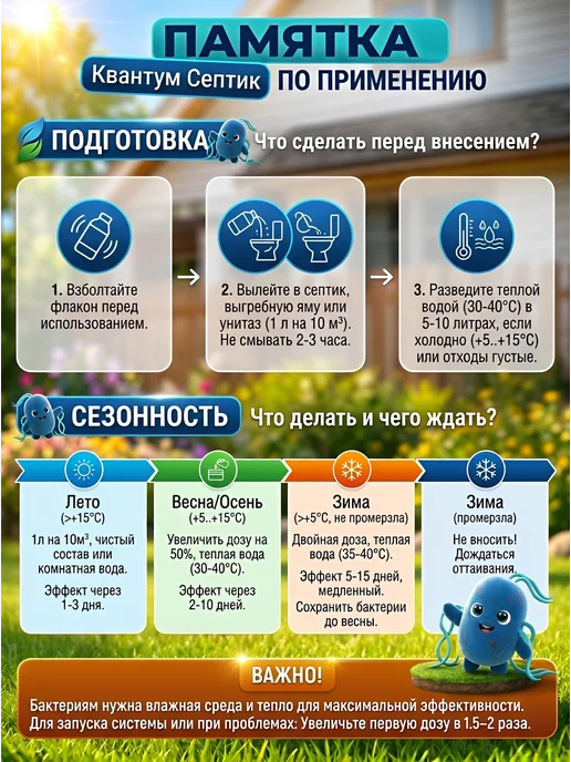 квантабионика Бактерии для Выгребных ям и Септиков 1 л, 1 л, фото 5