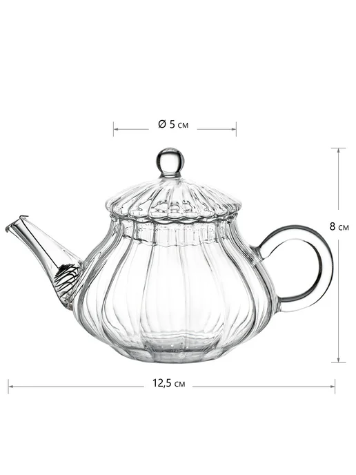TEATASTY Стеклянный чайник заварочный с ситечком, 900 мл, 100 мл, фото 3