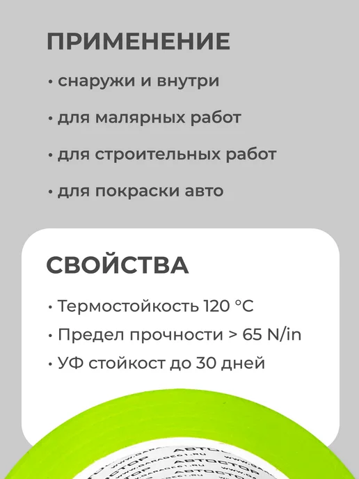 Малярный скотч водонепроницаемый 18мм*40м, 40 м, фото 2