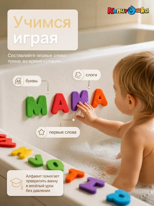Капитошка Наклейки в ванную детские водные набор фигурок для купания, зеленый, фото 4