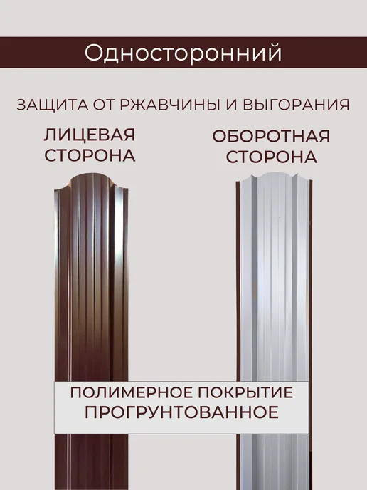 ЭЛАЙТКРОВ Штакетник металлический для забора односторонний 1,5м, 1,5 м, фото 2
