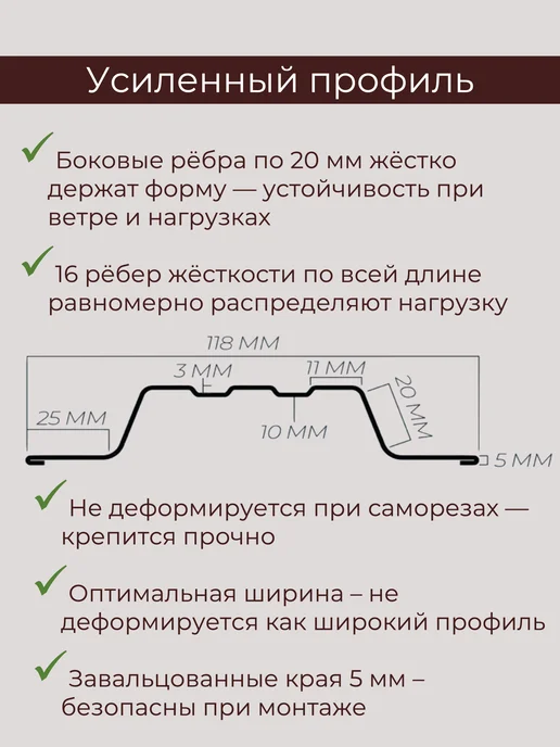 ЭЛАЙТКРОВ Штакетник металлический для забора односторонний 1,5м, 1,5 м, фото 4