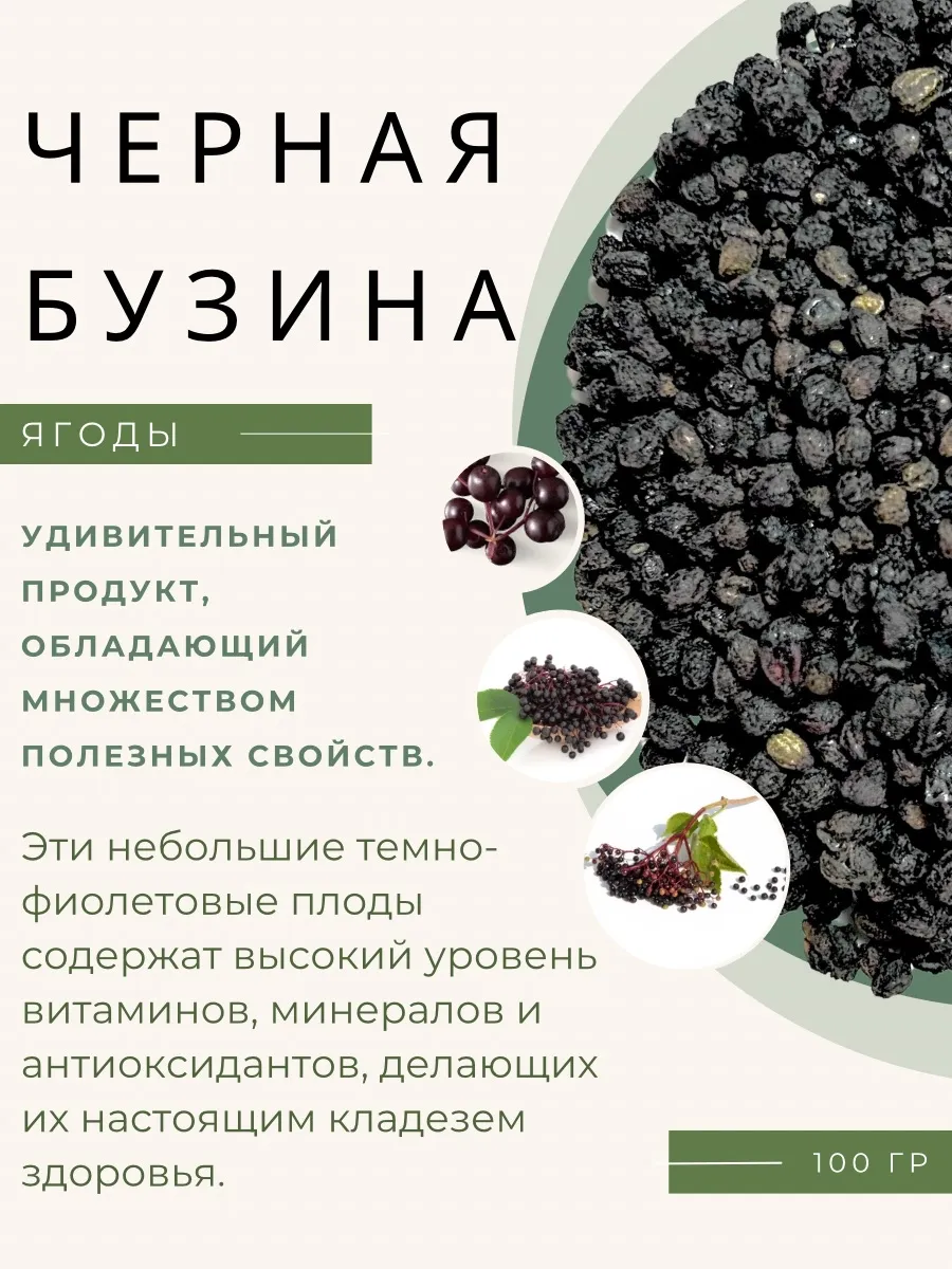Черная бузина 100гр (ягоды сушеные)