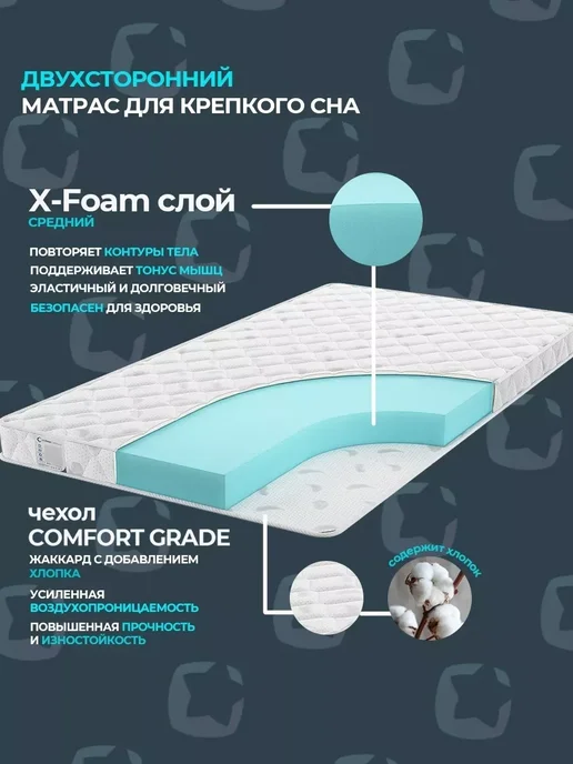 X-Sleep Матрас 180х190 беспружинный ортопедический, 70x195, фото 2