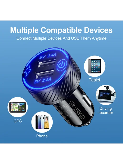 Зажигалка с USB Type-C зарядка 4 8A сенсорный переключател, вариант, фото 2