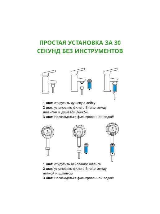 Фильтр для душа Biruite S-cleaner от жесткой воды 1 шт, вариант, фото 2