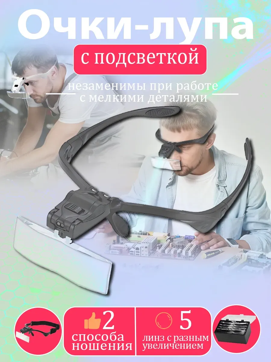 Лупа-очки увеличительные с led-подсветкой