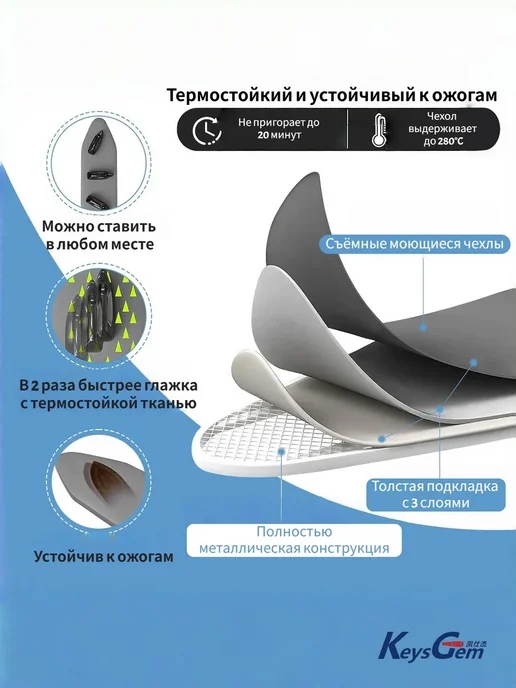 Настенная гладильная доска регулируемая по высоте и углу, белый, фото 2