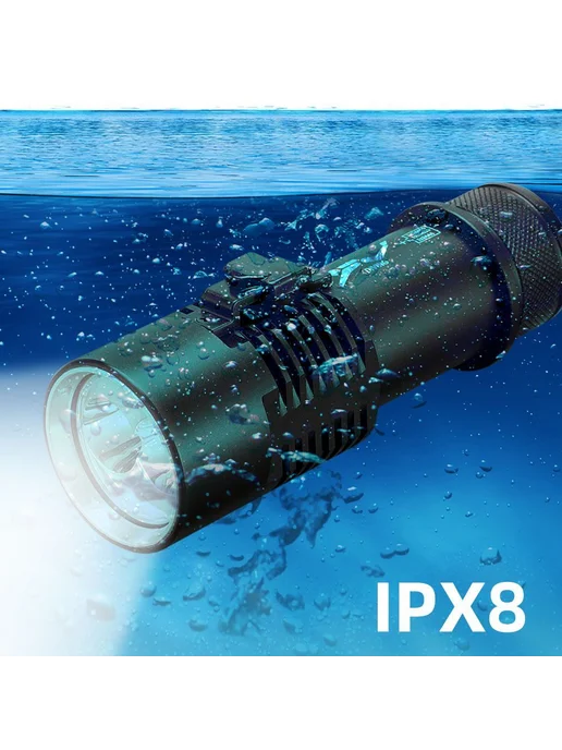 Подводный фонарь 15000 Люмен XHP70 IPX8 Черный фонарь, черный, фото 4