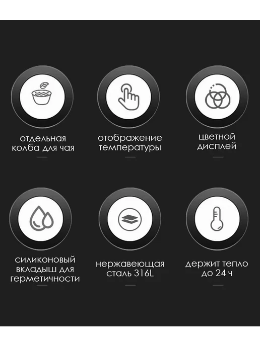 Термокружка Smart Cup 0 5л нерж сталь с термометром Ч С, 5 л, фото 7