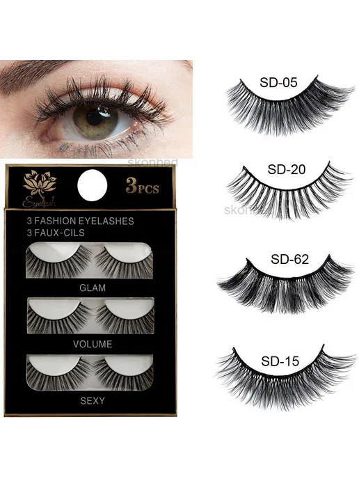 3 пары 3D шелковые накладные ресницы, вариант, фото 4