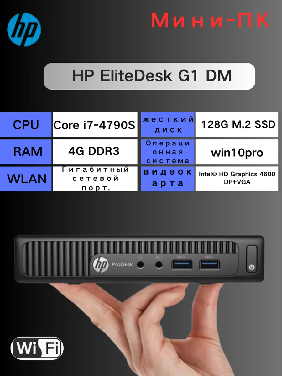 Мини-ПК Процессор i7-4790S DDR3 4 ГБ, SSD 128 ГБ