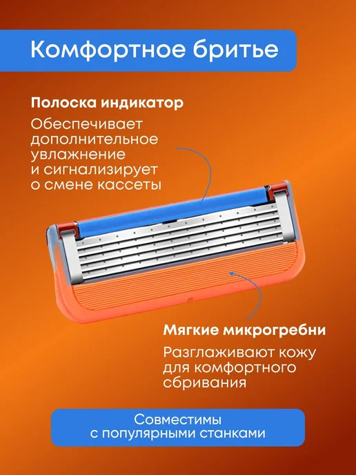 Лезвия для бритья Fusion 5 12 шт Кассеты, 12 шт, фото 2