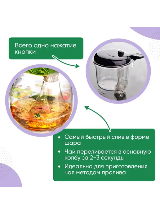 Чайник Гунфу Типот 570 мл Прозрачный серебристый черный, 570 мл, фото 4