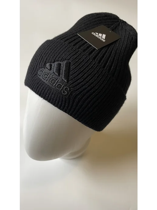 Nike Вязаная шапка на осень с отворотом, черный, фото 5