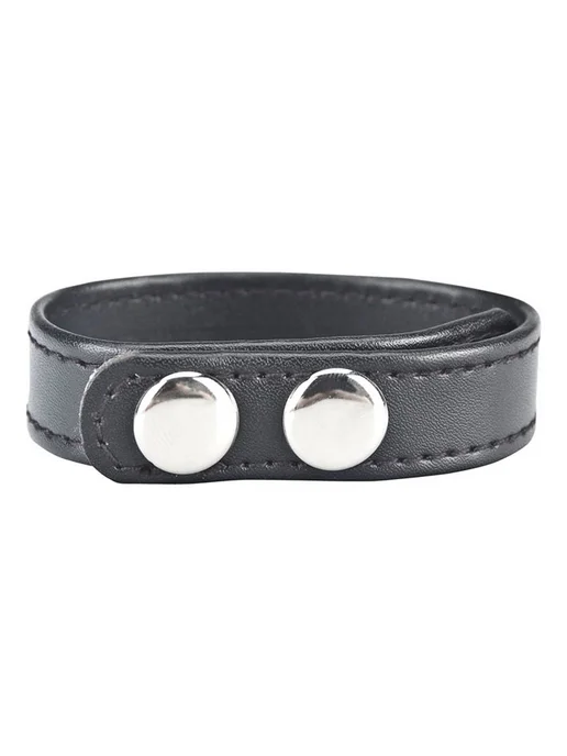 BlueLine Snap Cock Ring — кольцо на пенис из искусственной кожи 6 см, черный, фото 2