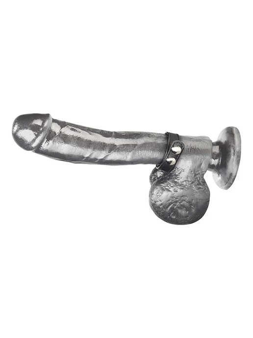 BlueLine Snap Cock Ring — кольцо на пенис из искусственной кожи 6 см, черный, фото 3