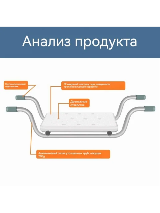 Сиденье для ванны противоскользящее 1 шт, 1 шт, фото 3