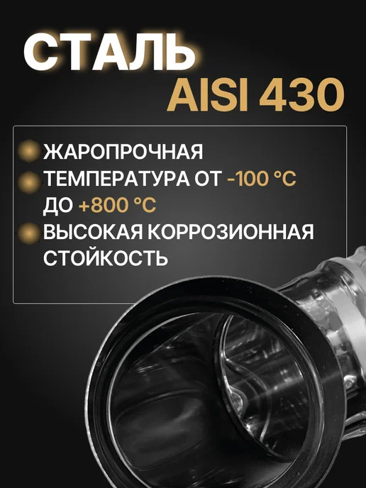 ПРОК Колено отвод для дымохода 90 градусов D 80 мм (0,5 430) нерж, 80 0 5, фото 2