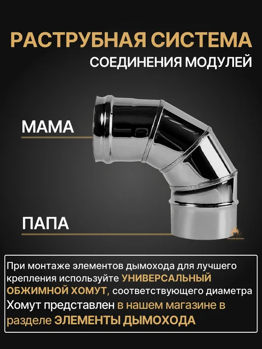 ПРОК Колено отвод для дымохода 90 градусов D 80 мм (0,5 430) нерж, 80 0 5, фото 3