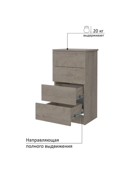 Мебельная фабрика Горизонт "Нео" Комод 400 - 4 ящ. (Дуб эндгрейн), бежевый, фото 8