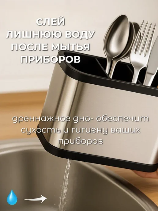 Novalin Подставка для столовых приборов металлический, черный, фото 3