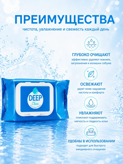A'Pieu Deep Clean Салфетки для снятия макияжа глубокое очищение, ув…, 25 шт, фото 2