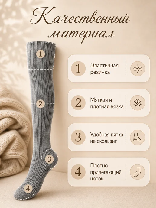 Pantella Чулки теплые высокие плотные, серый, фото 6
