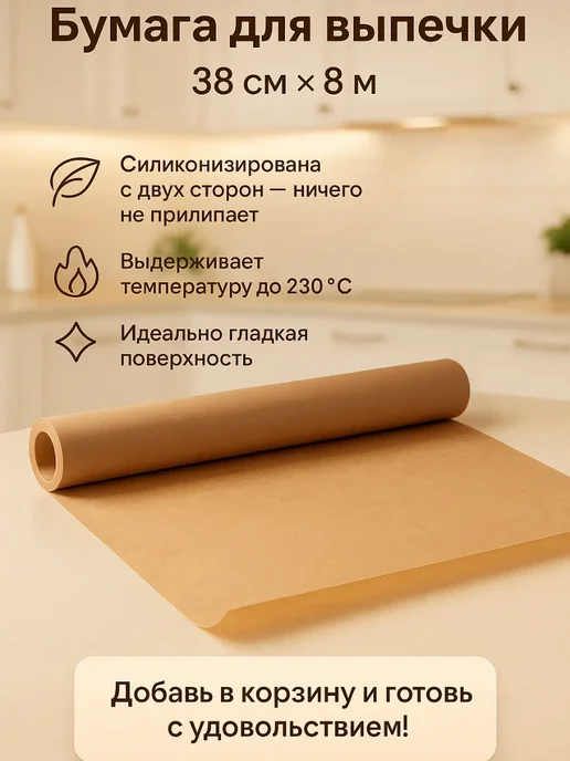 BILANO Антипригарная бумага для духовки 8 м, 8 м, фото 2