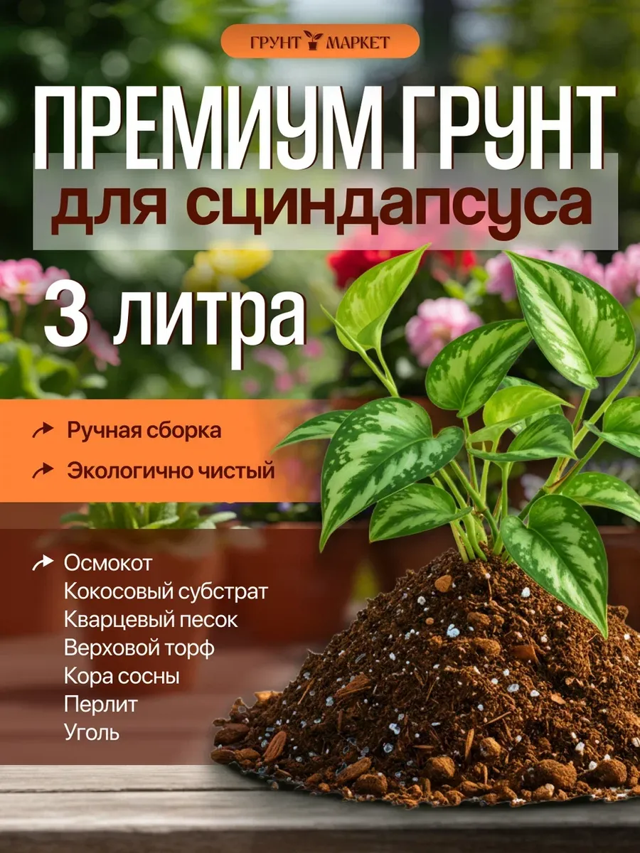 Грунт для ароидных растений, для сциндапуса 3 литра