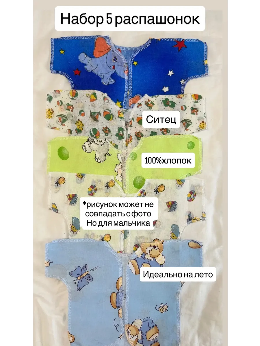 Распашонки для новорожденного мальчика из ситца 5 шт