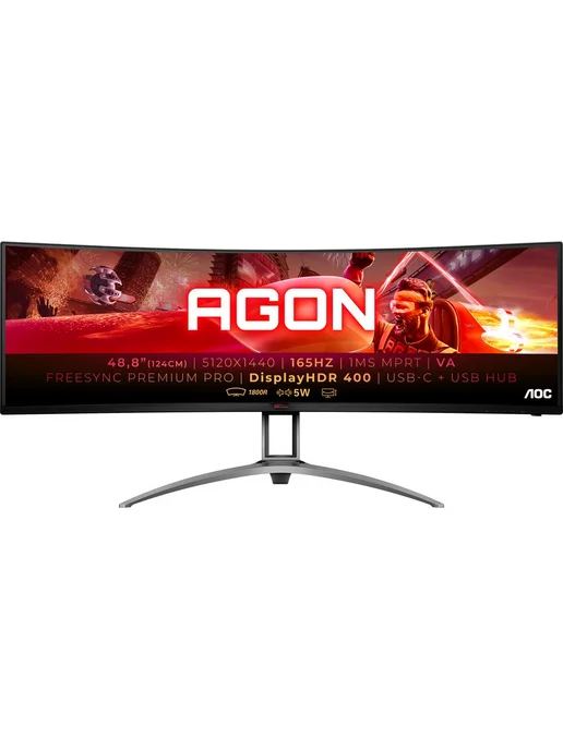 AOC Монитор AG493UCX2 49'' 5120x1440, 165hz, VA, 400 кд м2, 5120x1440, фото 2