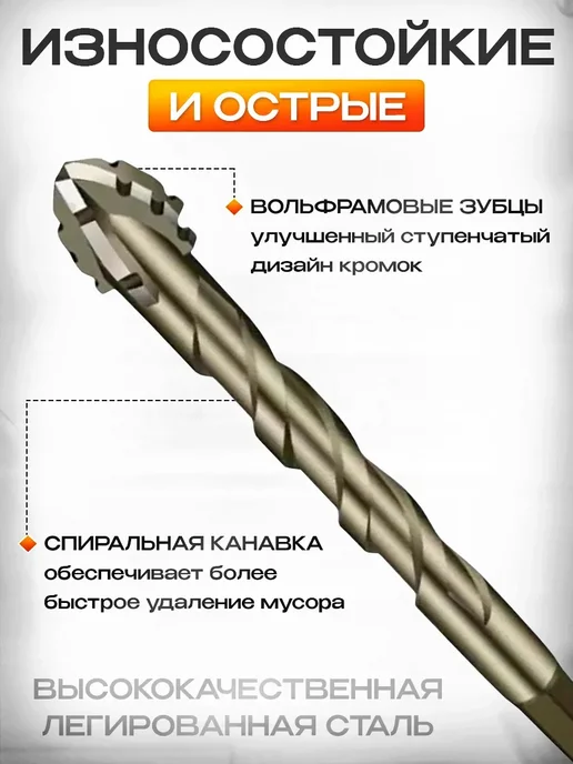 Frezer Набор сверл универсальный 4, 5, 6, 8, 10, 12 мм, вариант, фото 3