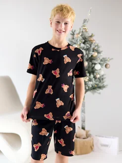 Пижама Новогодняя с шортами и футболкой