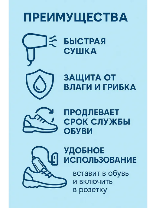 sps2 Сушилка для обуви электрическая универсальная, синий, фото 2