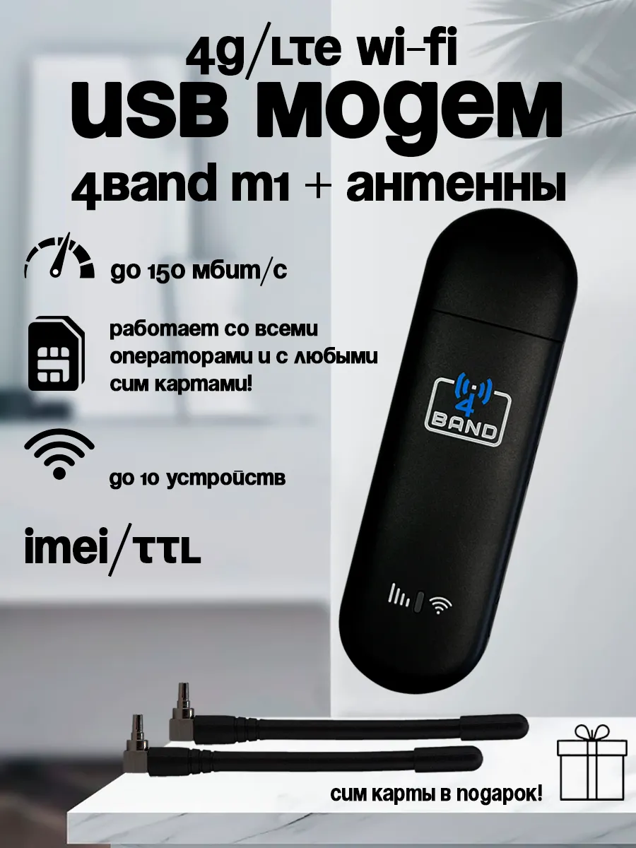 USB модем 4G M1 с раздачей WiFi и антеннами
